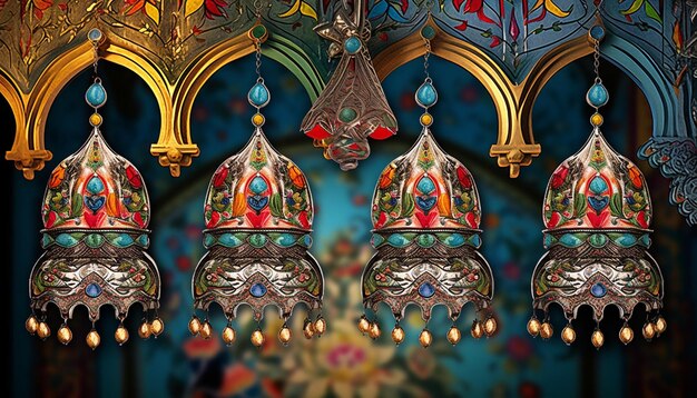 Photo 3d poster with a solitary finely detailed pakistani earring jhumka