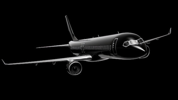 3D premium elegant airplane isolated on black background