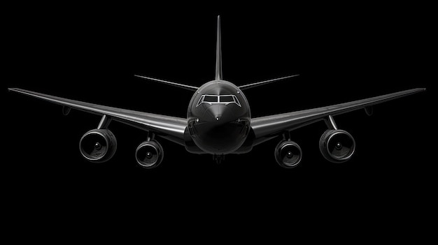 3D premium elegant airplane jet isolated on black background