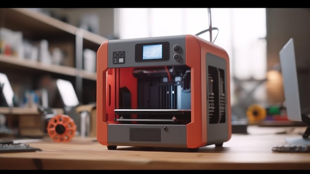 3D Printer on a Desk in a Workspace