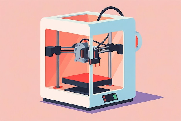 3D Printer Flat Illustration