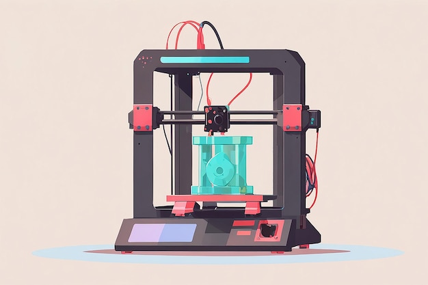 3D Printer Flat Illustration