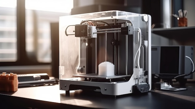 3d printer printing closeup photorealistic Al generated