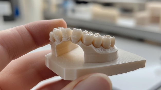 Photo 3d printing in dental lab custom crowns and bridges for future prosthetics