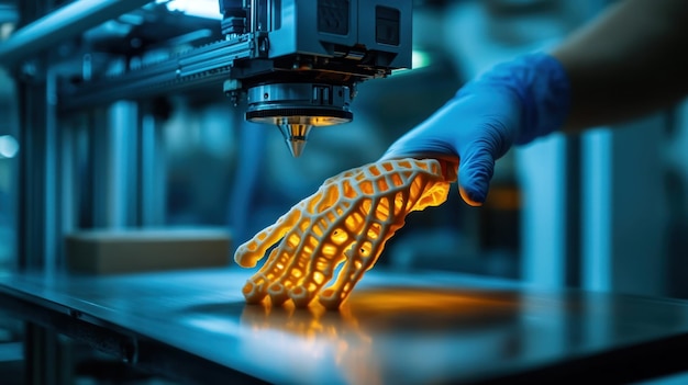 Photo 3d printing a human hand model