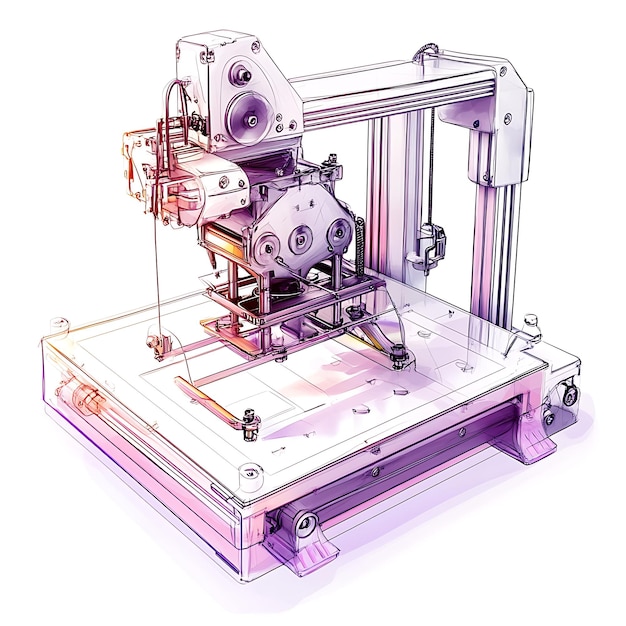 Photo 3d printing technology a digital sketch of a 3d printer