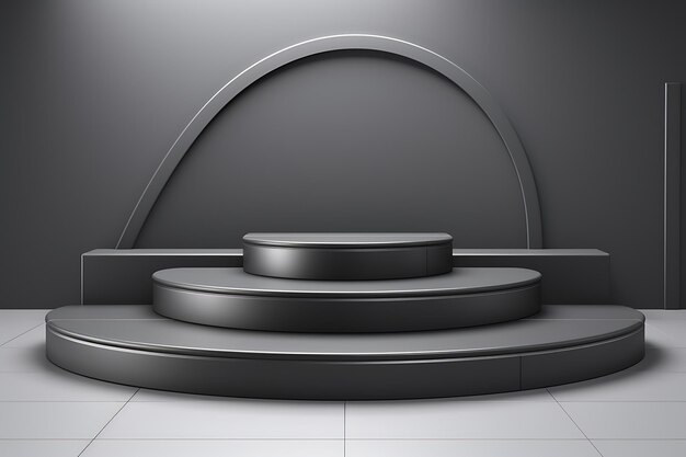 Photo 3d product backdrop with display podium in gray tone