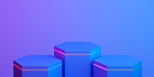 3d product podium mock up for presentation colorful neon light background