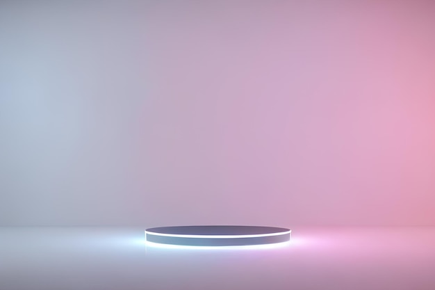 3D Product Podium With Blue Pink Gradient Wall At The Background