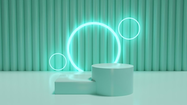 3D product podium with neon lights