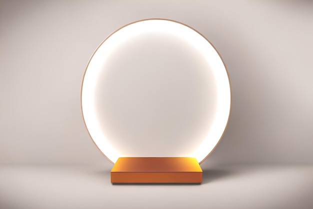 3D Product Podium With Round Light And White Wall As A Background