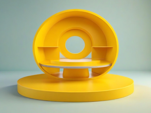 3D product shelves Empty yellow background of a podium in the form of a 3D circular design