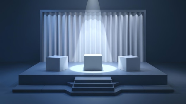 Photo 3d product stage with cube podiums