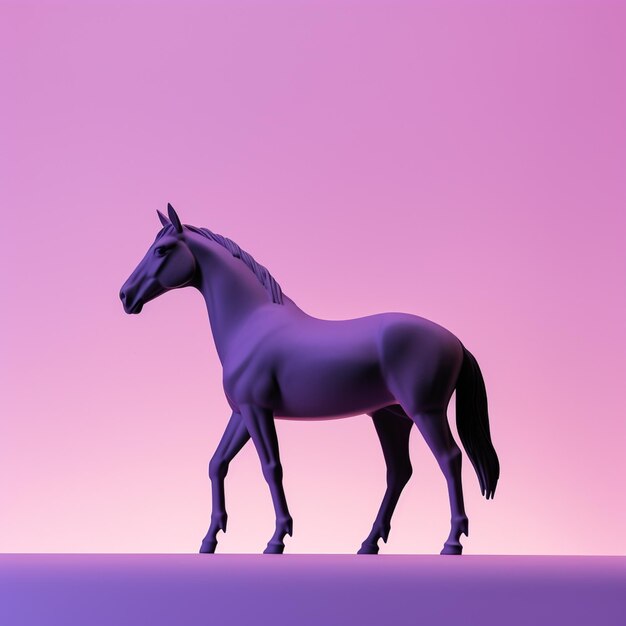 A 3D Przewalskis Horse icon in silhouette gracefully standing against a serene pastel lavender bac