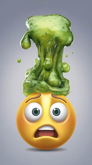 Photo 3d puke emoticon or emoji with green disgusting