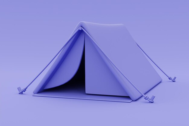 3d purple Camping tent isolatedTourism and travel conceptholiday vacationminimal style3d rendering