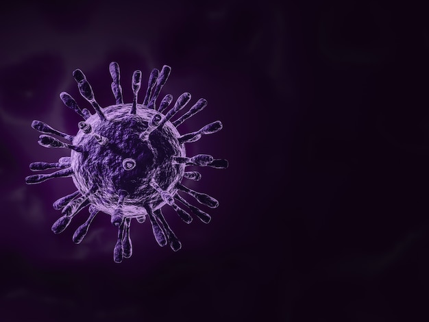 3D Purple microscopic virus illustration ,COVID-19