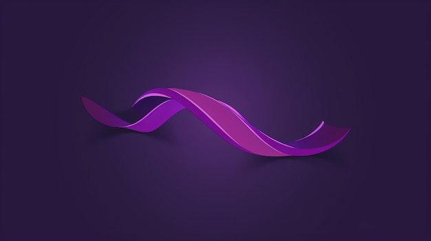 Photo a 3d purple ribbon or wave flowing in a smooth curve against a dark purple background