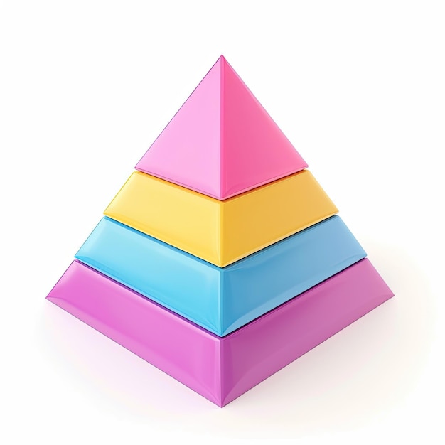 3D Pyramid with Pink Yellow and Blue Layers