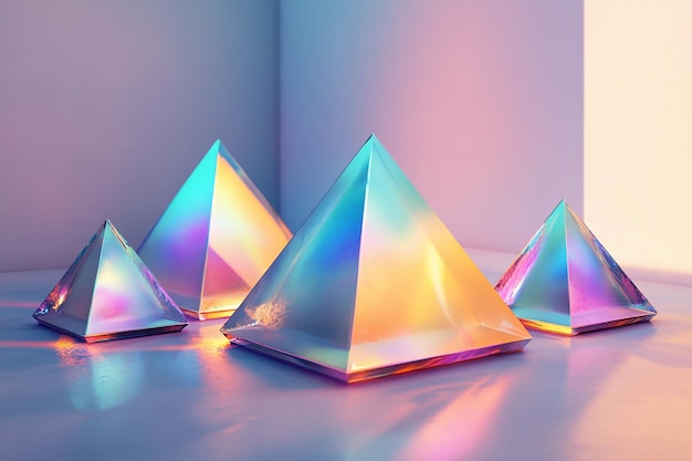 Photo 3d pyramids metallic iridescent shimmer wallpaper background