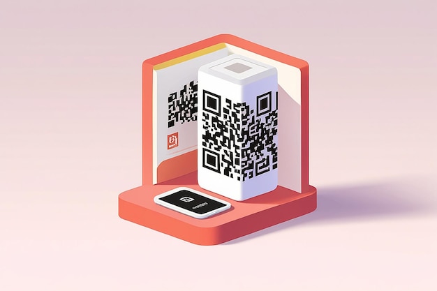 Photo 3d qr code flat illustration