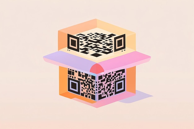 Photo 3d qr code flat illustration