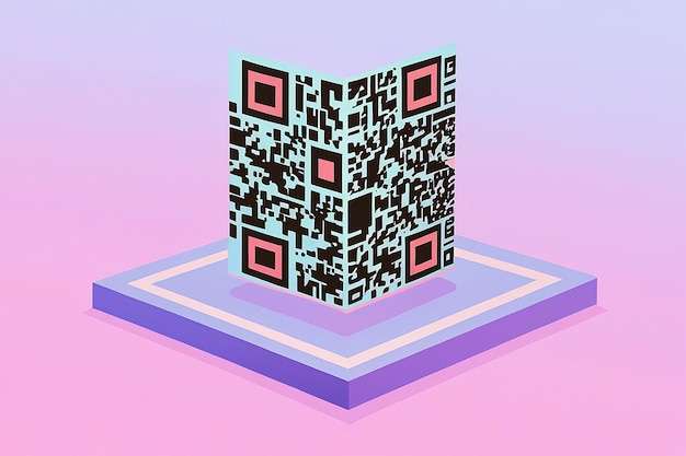 Photo 3d qr code flat illustration