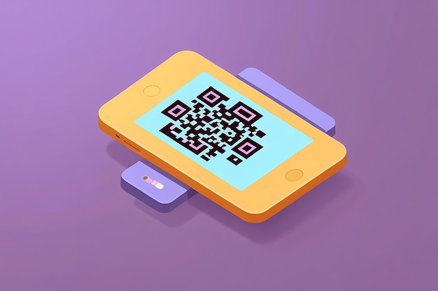 Photo 3d qr code flat illustration