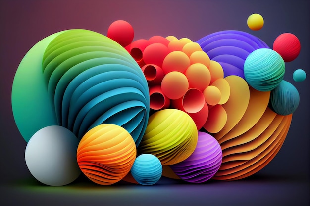 3d rainbow color spheres cluster Abstract background Banner or sign design Generative ai