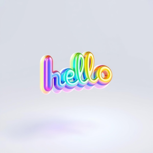 3D Rainbow Hello Text