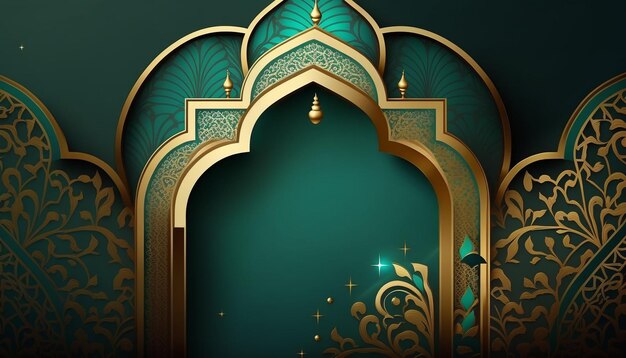 3D Ramadan Kareem holiday design and Eid Mubarak Islamic banner background Celebrate Ramadhan Holy month in Islam Background Realistic 3d with crescent hanging lanterns Generative AI