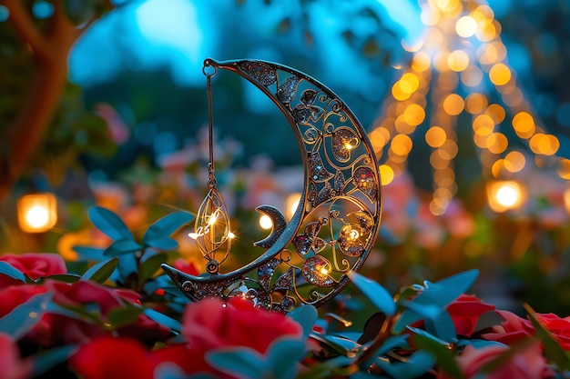 3d ramadan kareem realistic eid moon greeting design