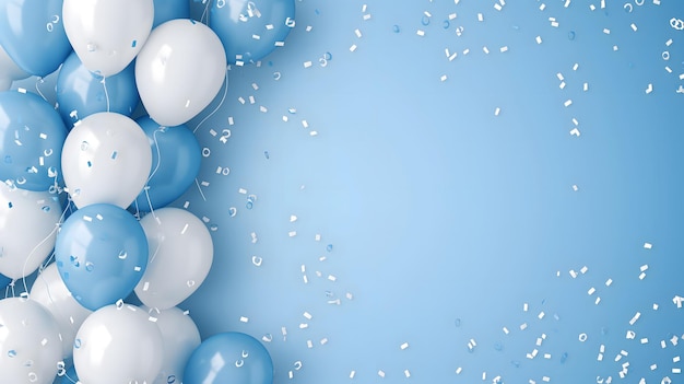 3D Realistic Blue and White Balloons Celebration