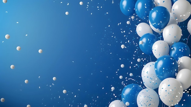 3D Realistic Blue and White Balloons Celebration