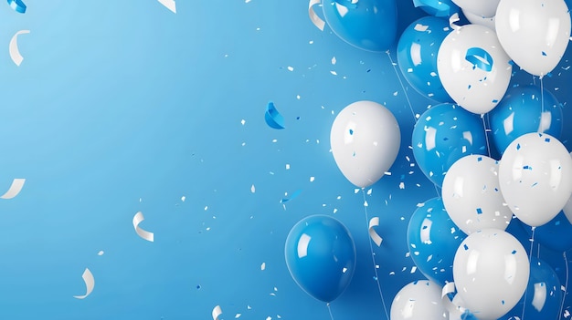 3D Realistic Blue and White Balloons Celebration