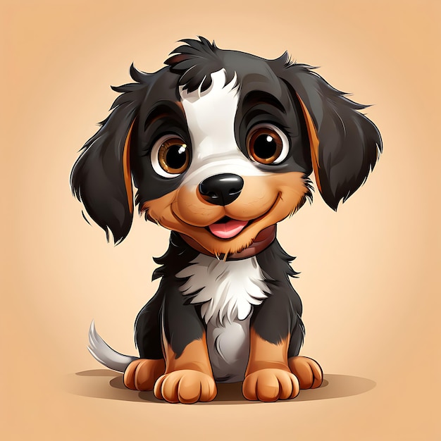 3D Realistic Cartoon Vector Illustration of a Cute Puppy