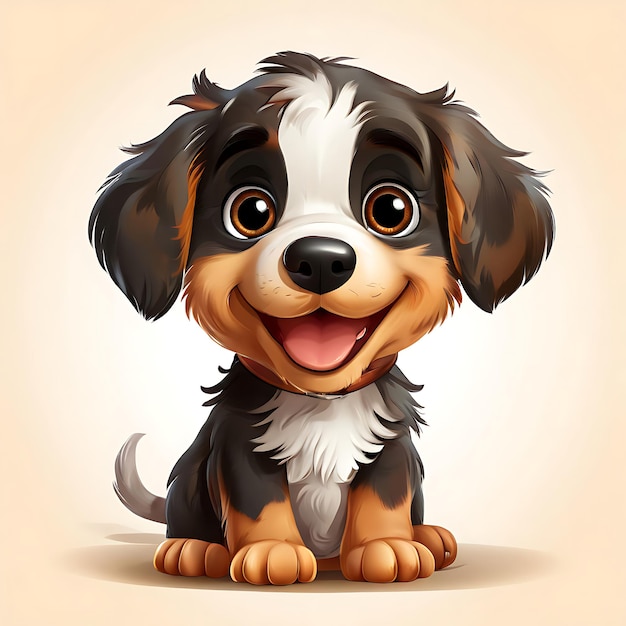 3D Realistic Cartoon Vector Illustration of a Cute Puppy