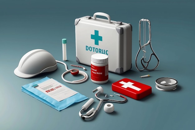 3d realistic doctor medical items