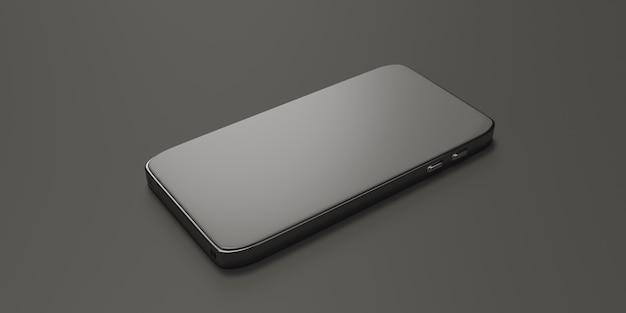 3d realistic mobile phone on black background