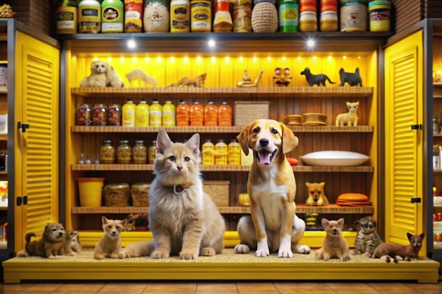 Photo 3d realistic model of store selling products for animals