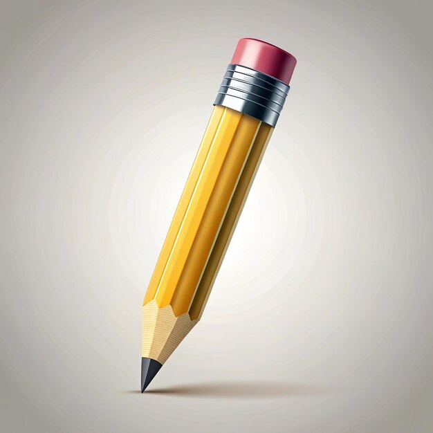 Photo 3d realistic pencil icon with shadow isolated on light background