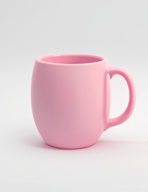 3D Realistic Pink Color Mug Mockup White Background