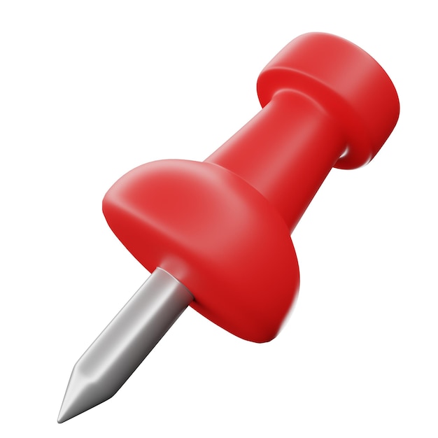 3d realistic rendering red pushpin thumbtack for note attach collection with metalic needle