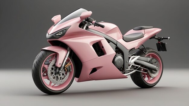 Photo 3d realistic a smooth modern motorcycle with the pink marble texture color