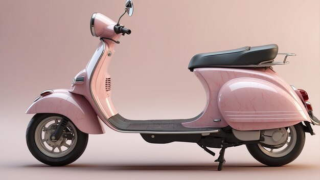 Photo 3d realistic a smooth modern scooter with the pink marble texture color