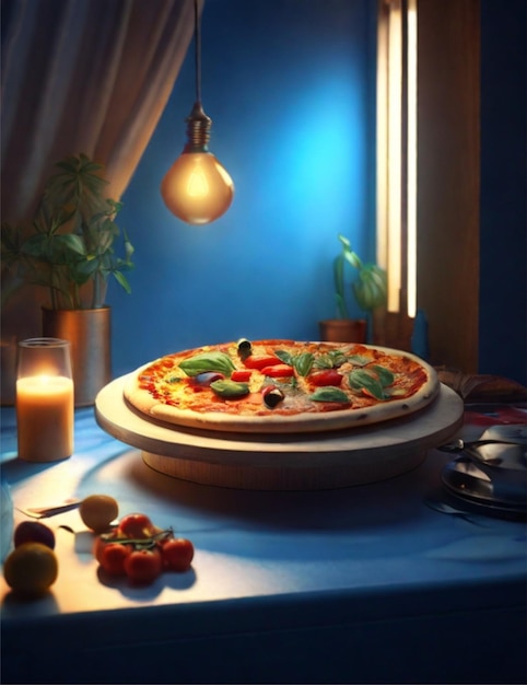 3D realistic smooth portrait of a pizza getting ready to go to bed with golden gloves