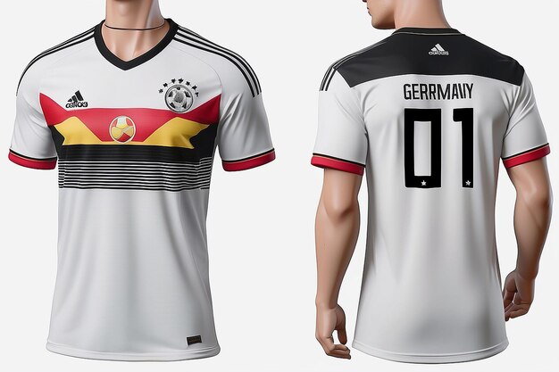 Photo 3d realistic soccer jersey germany national team shirt template for football kit 2024