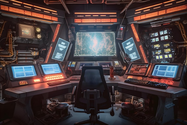 3d Realistic Spaceship Interior Background