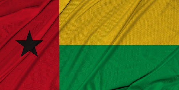 3d realistic textured flag of Guinea Bissau