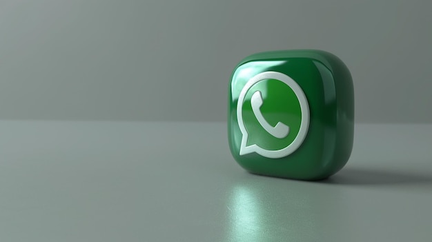 3d realistic WhatsApp logo over light gray flat background